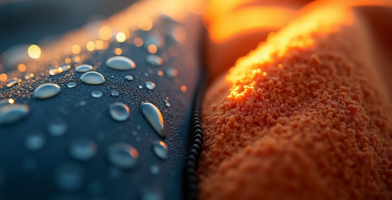 Comparaison visuelle entre softshell et polaire pour vêtements d'entreprise