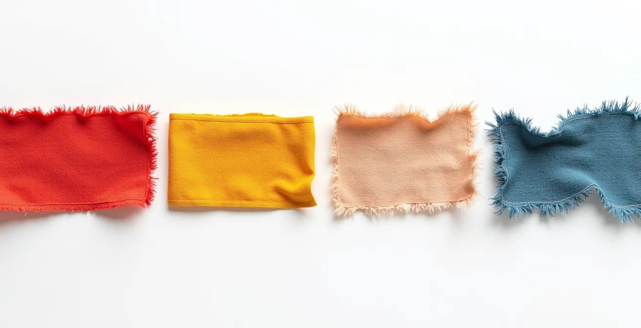 Évolution de l'usure d'une voile d'oriflamme en quatre stades visuels