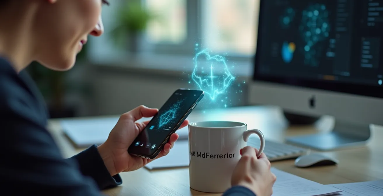 Démonstration de l'interaction entre objet physique et expérience de réalité augmentée