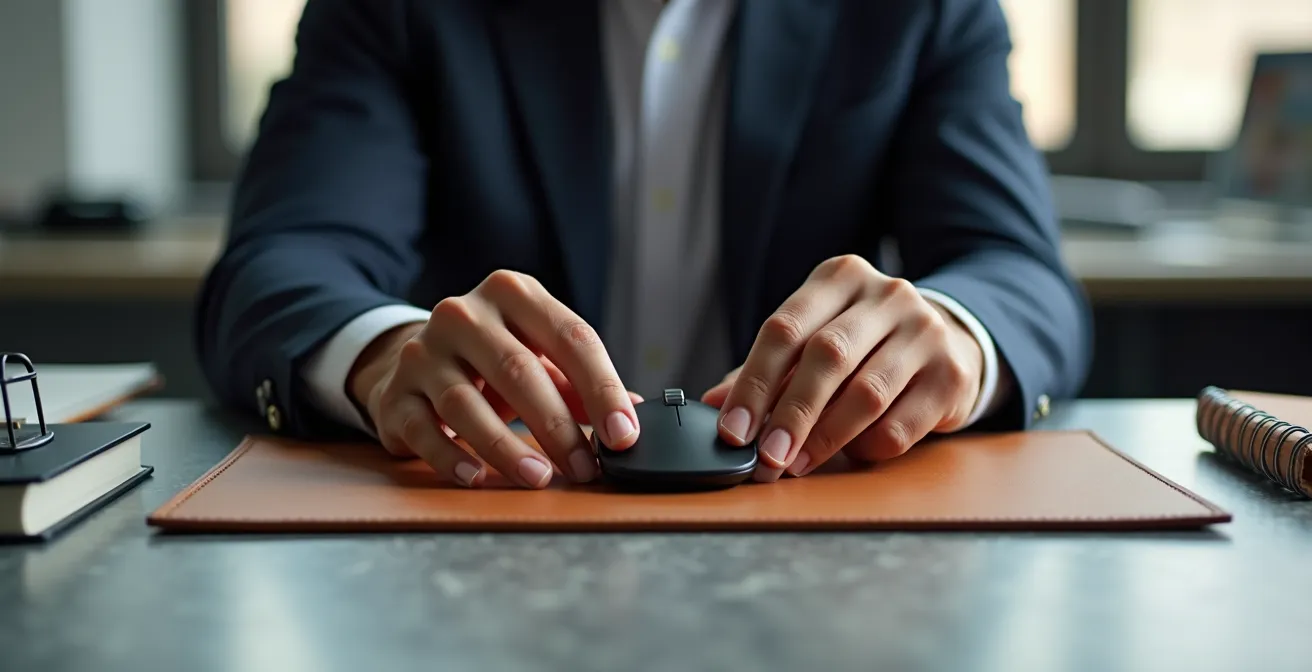 Espace de travail professionnel avec objets de reconnaissance B2B élégants